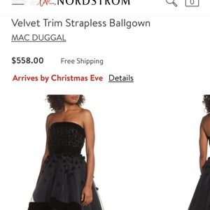 MacDuggal ballgown strapless velvet